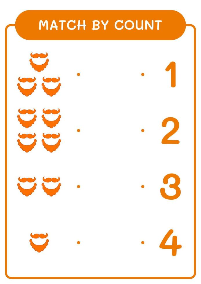 Match by count of Leprechaun beard, game for children. Vector illustration, printable worksheet