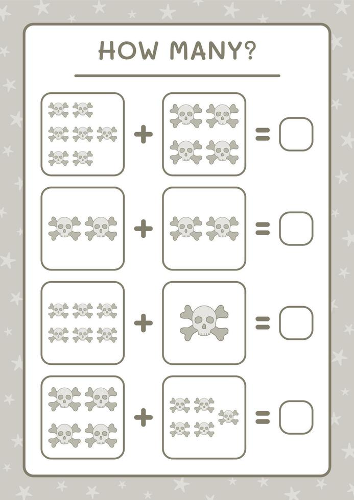 cuantas calaveras, juego para niños. ilustración vectorial, hoja de cálculo imprimible vector