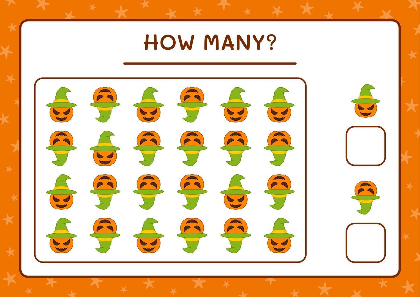 How many Pumpkin, game for children. Vector illustration, printable worksheet