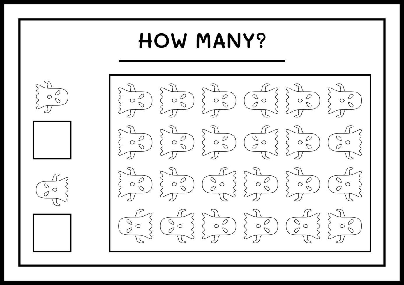 How many Ghost, game for children. Vector illustration, printable worksheet