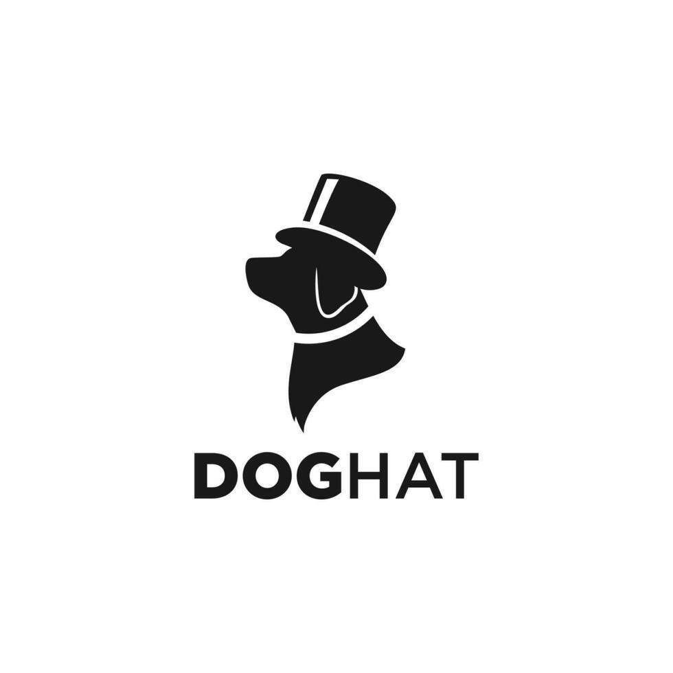 silhouette of a dog with a bowler hat vector