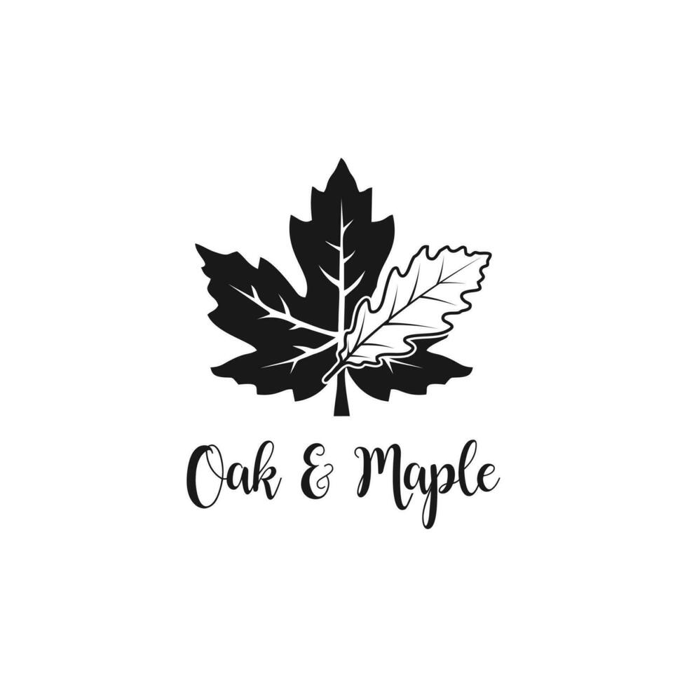 oak and maple leaf logo, autumn leaves vector