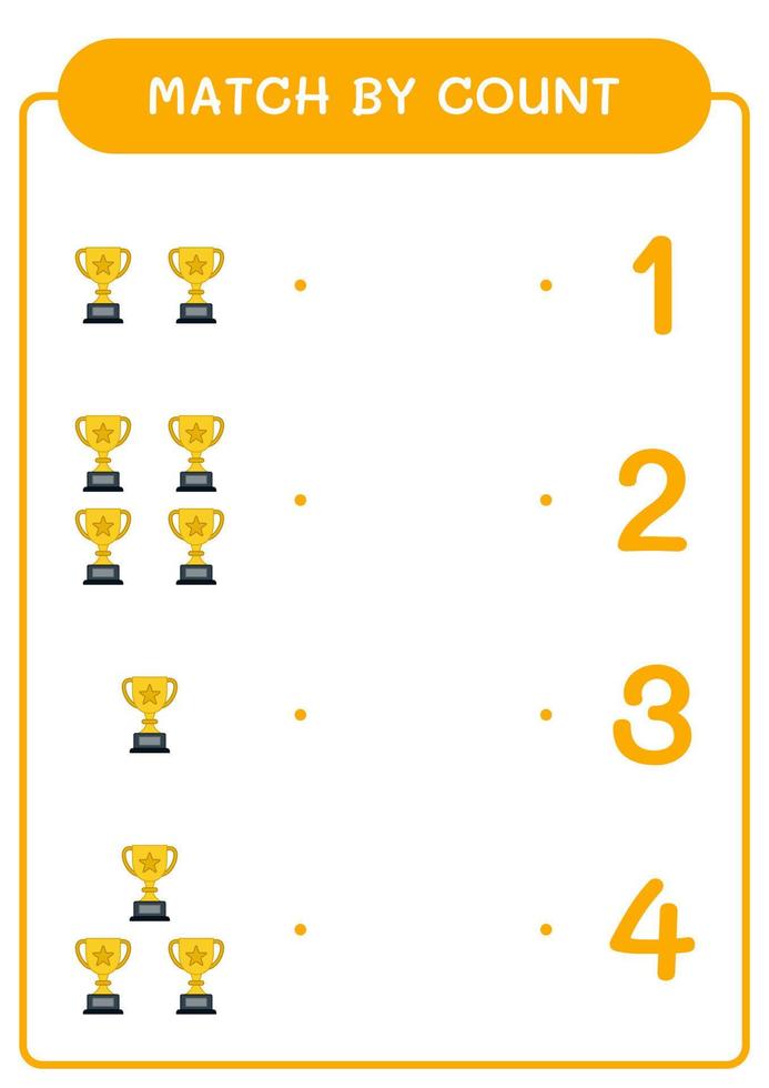 Match by count of Trophy, game for children. Vector illustration, printable worksheet