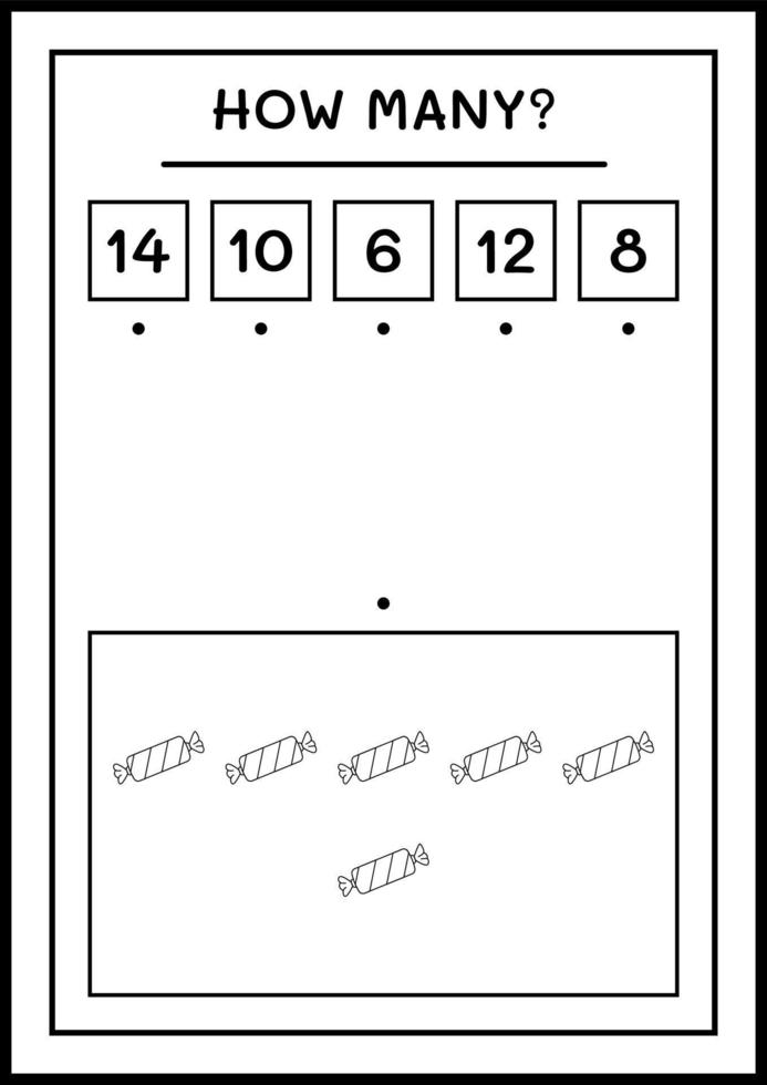 How many christmas candy, game for children. Vector illustration, printable worksheet