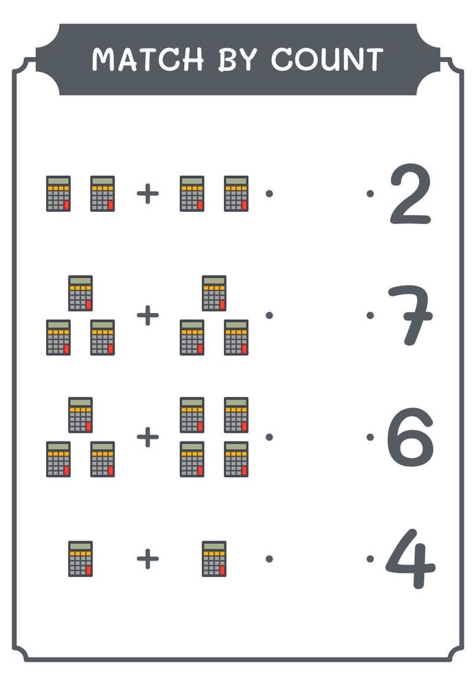 Match by count of Calculator, game for children. Vector illustration, printable worksheet