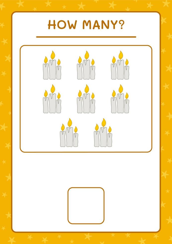How many Candle, game for children. Vector illustration, printable worksheet