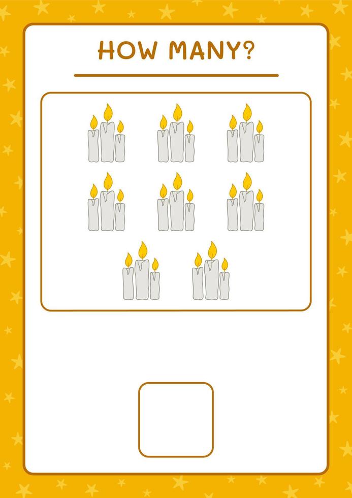 cuantas velas, juego para niños. ilustración vectorial, hoja de cálculo imprimible vector