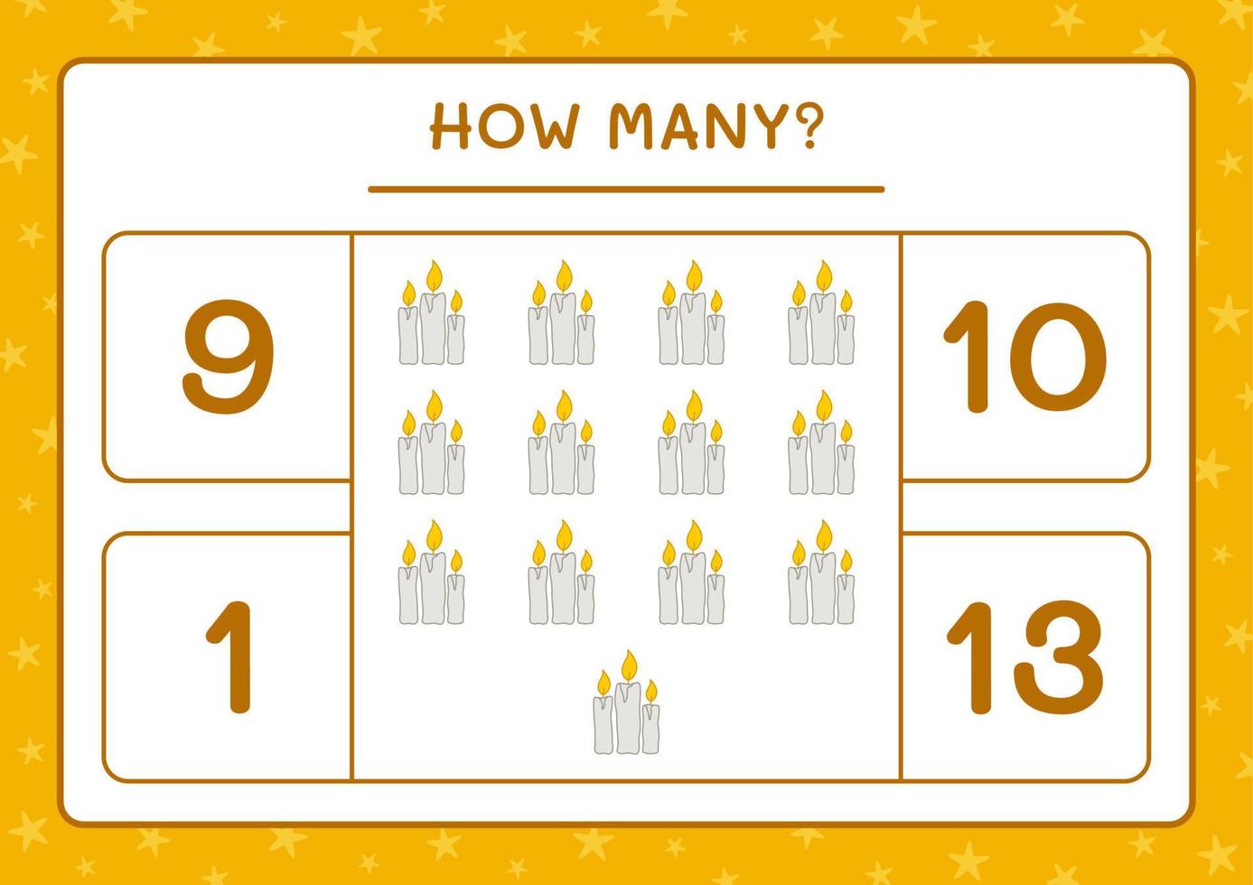 How many Candle, game for children. Vector illustration, printable worksheet