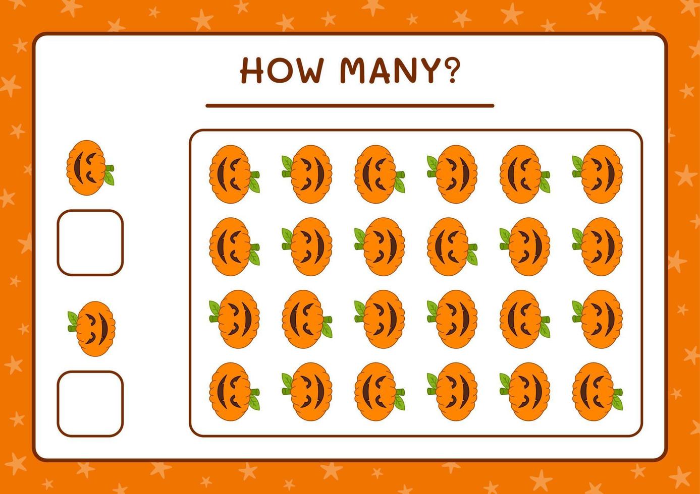 How many Pumpkin, game for children. Vector illustration, printable worksheet