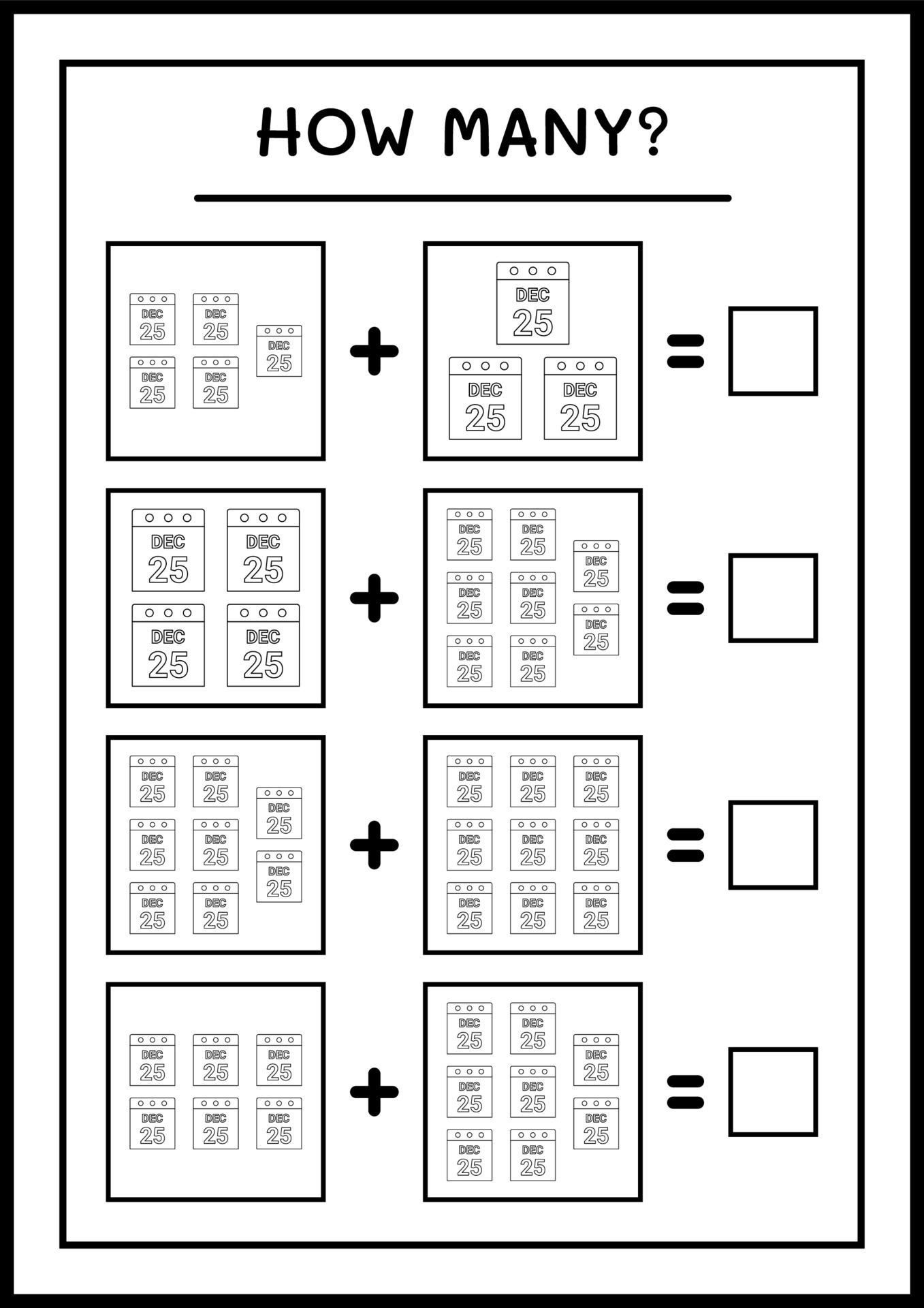 How Many Christmas Calendar Game For Children Vector Illustration how-many-christmas-calendar-game-for-children-vector-illustration