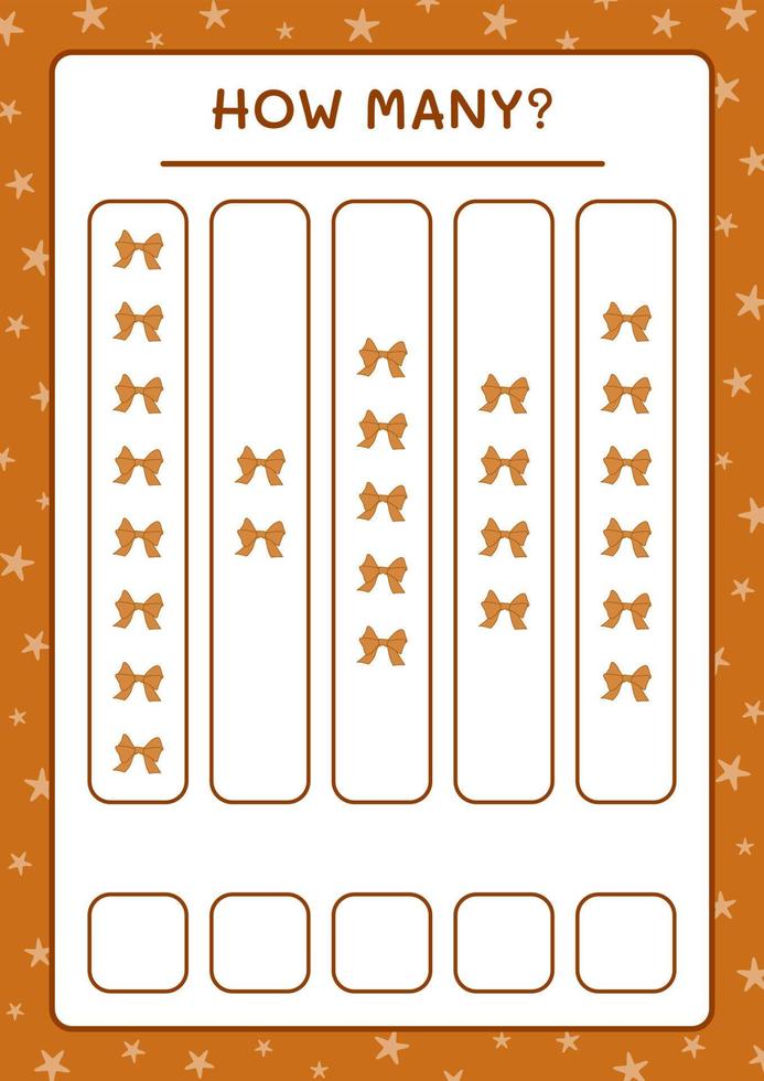 How many ribbon, game for children. Vector illustration, printable worksheet