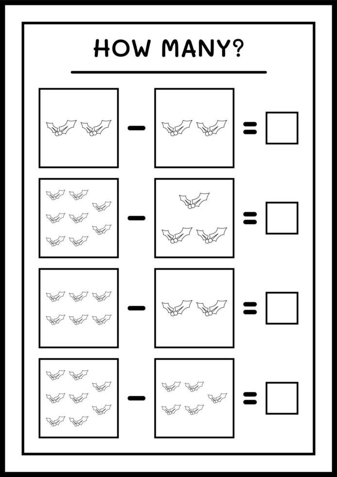 How many holly berry, game for children. Vector illustration, printable worksheet