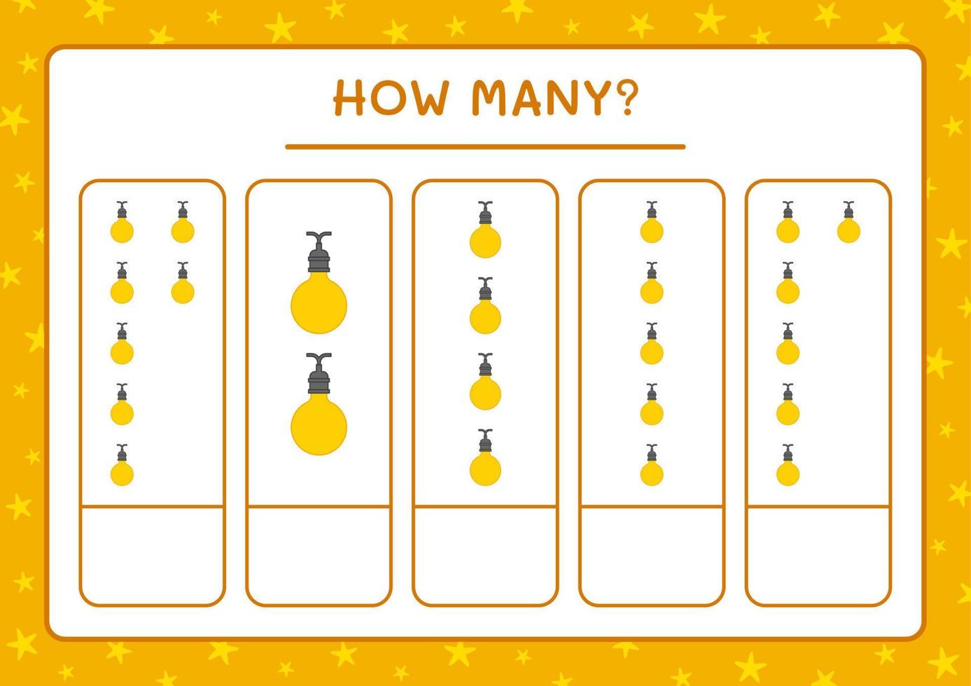 How many christmas light, game for children. Vector illustration, printable worksheet