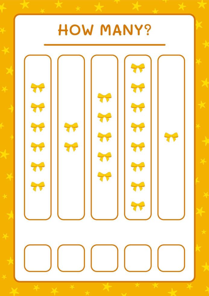 How many ribbon, game for children. Vector illustration, printable worksheet