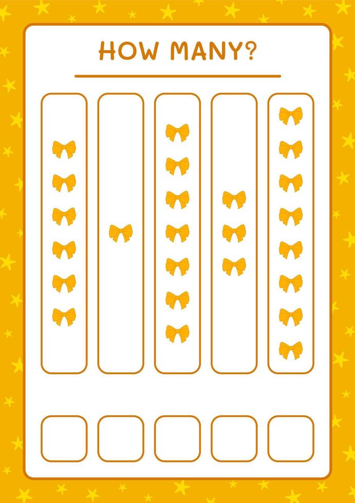 How many ribbon, game for children. Vector illustration, printable worksheet