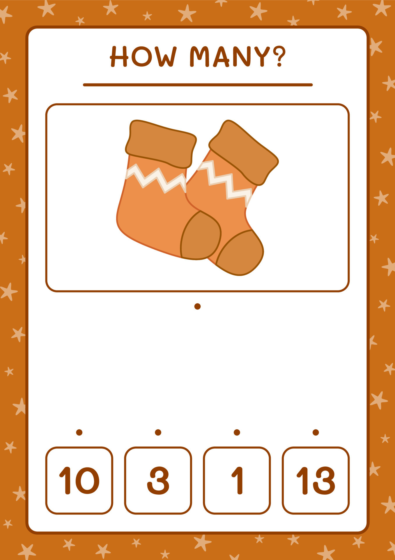 How many christmas sock, game for children. Vector illustration
