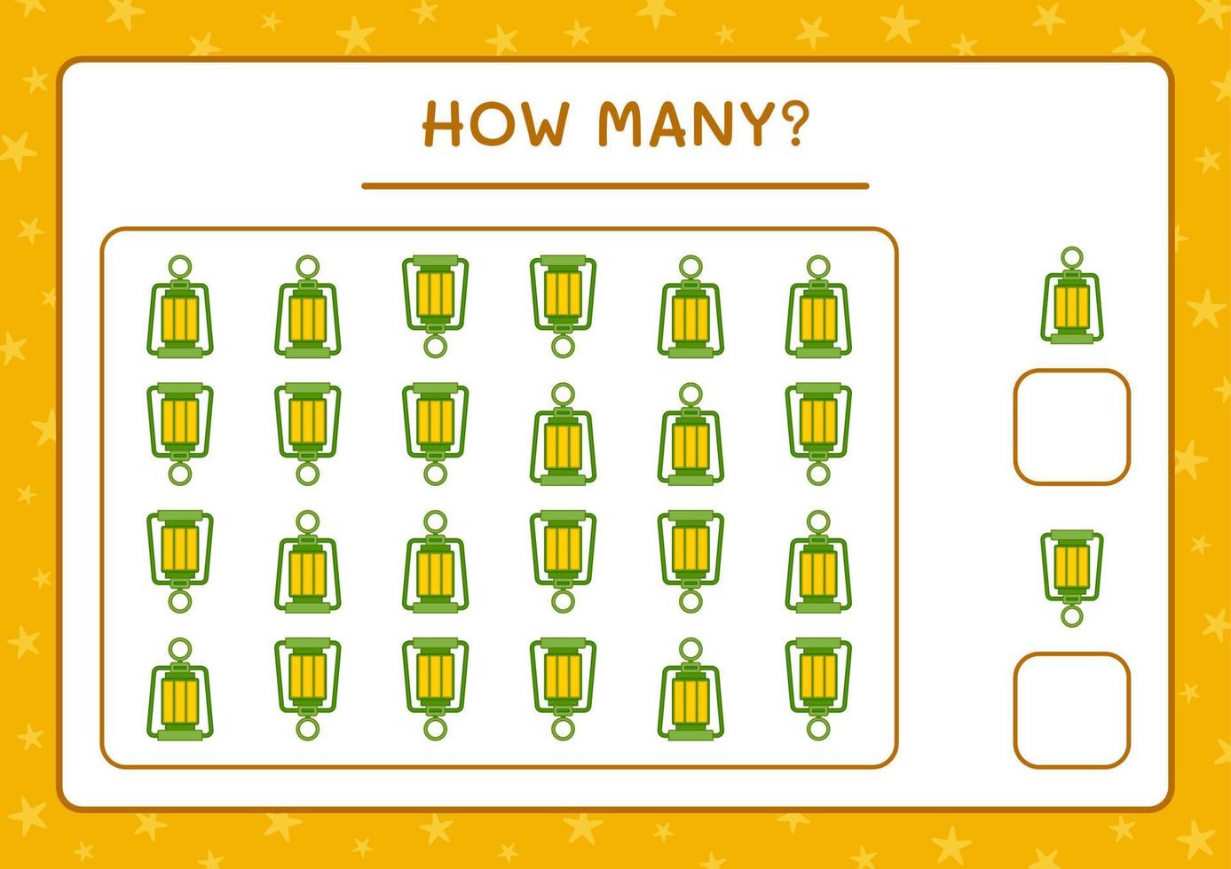 How many christmas lantern, game for children. Vector illustration, printable worksheet