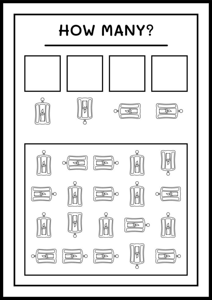 How many Lantern, game for children. Vector illustration, printable worksheet