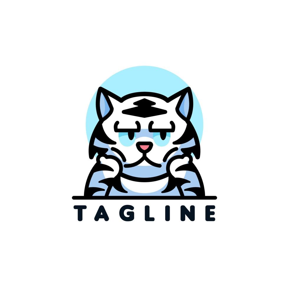 Boring Tiger logo design template with cute details vector