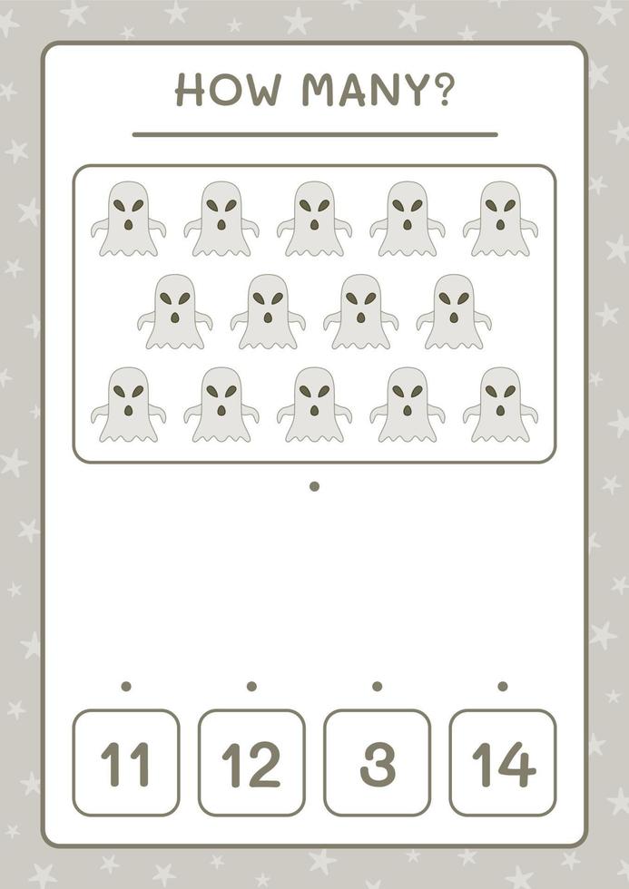 How many Ghost, game for children. Vector illustration, printable worksheet