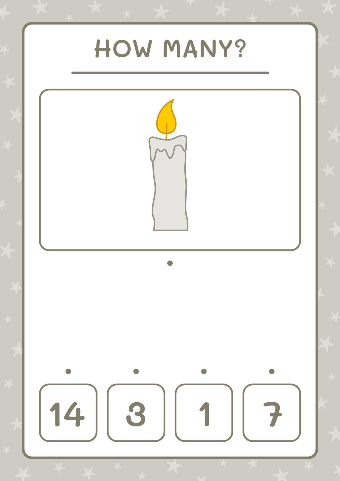How many Candle, game for children. Vector illustration, printable