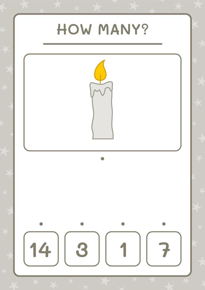 How many Candle, game for children. Vector illustration, printable worksheet