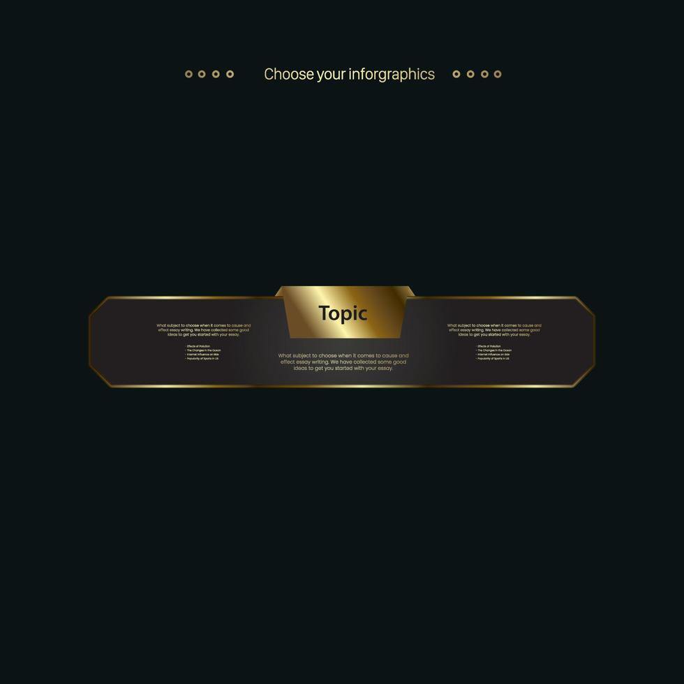 Trendy Golden multipurpose Infographic Vector template with gold element option and Premium golden version on a dark background, vector
