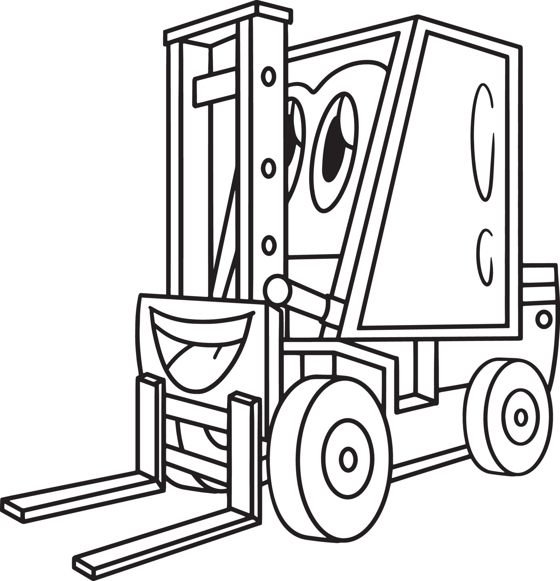 Forklift With Face Vehicle Coloring Page For Kids 10002337 Vector Art 