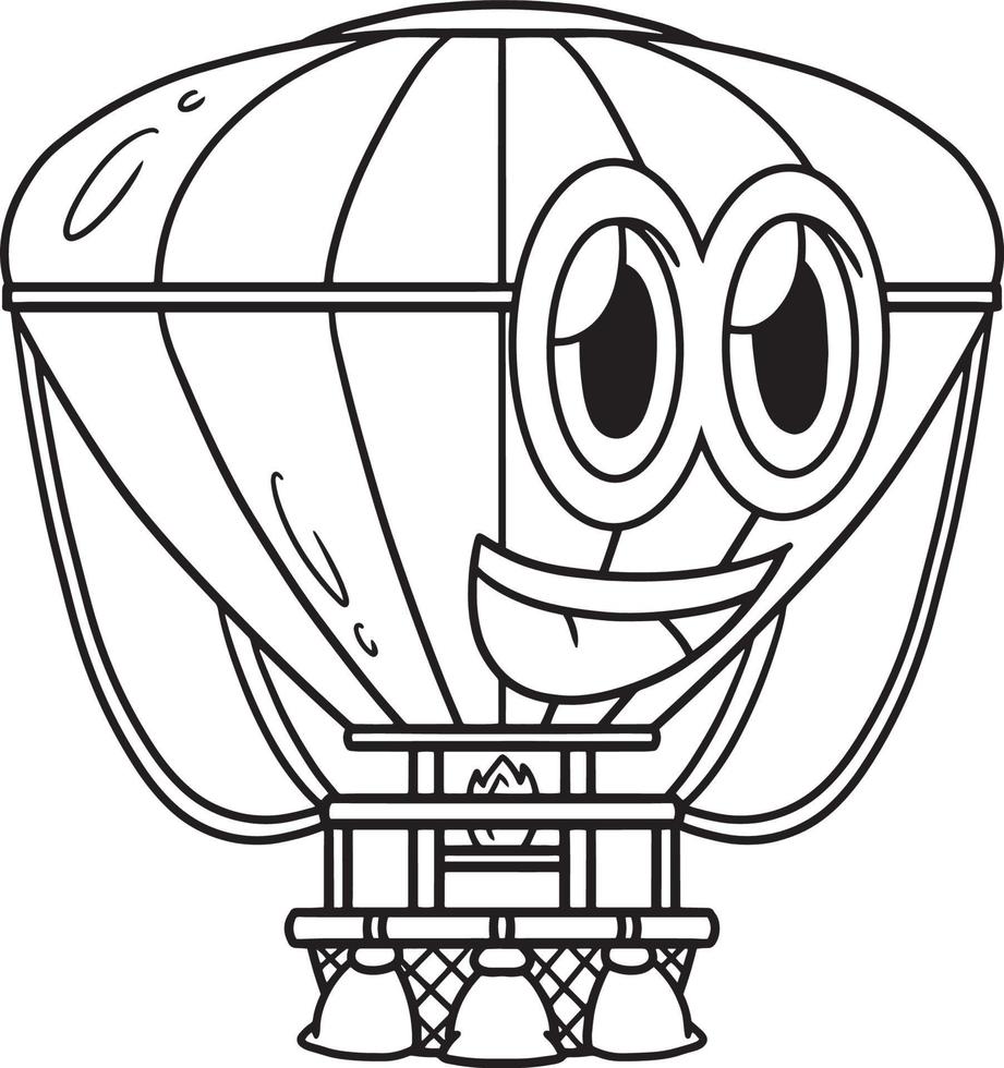 Hot Air Balloon with Face Vehicle Coloring Page vector