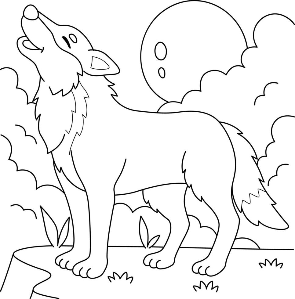 Wolf Animal Coloring Page for Kids vector