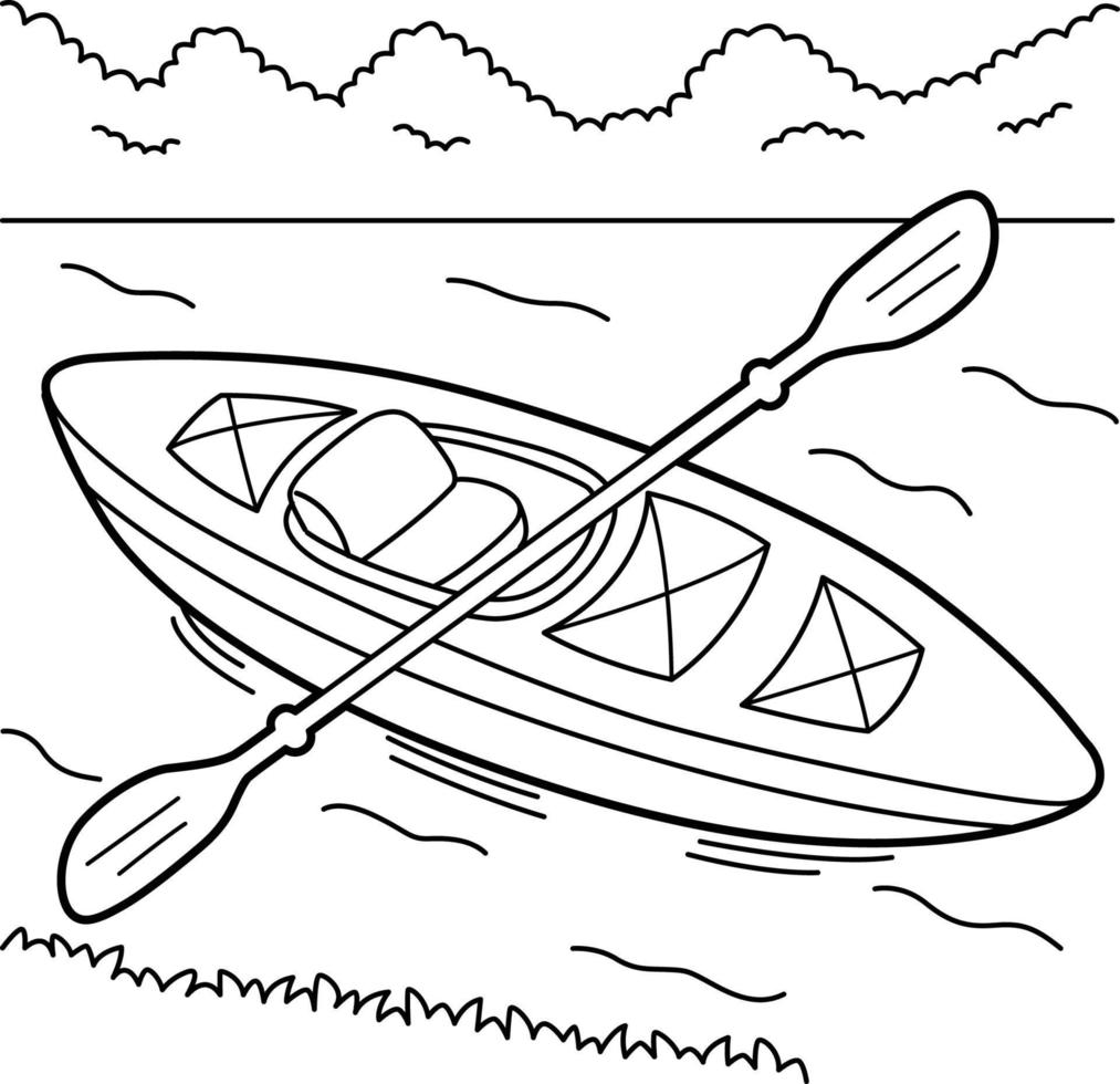 Kayak Vehicle Coloring Page for Kids vector