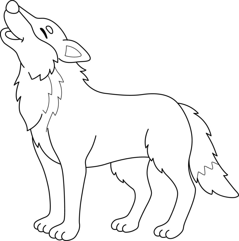 Página para colorear de animales lobo para niños vector