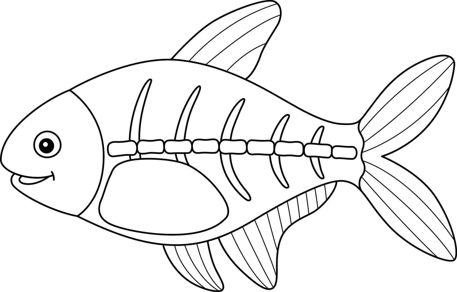X Ray Fish Animal Coloring Page for Kids vector
