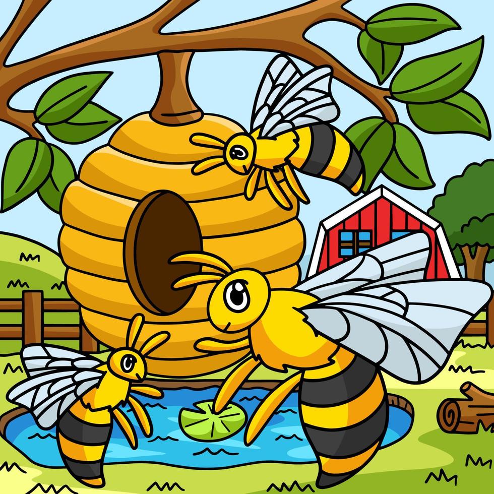 abeja, animal, coloreado, caricatura, ilustración vector
