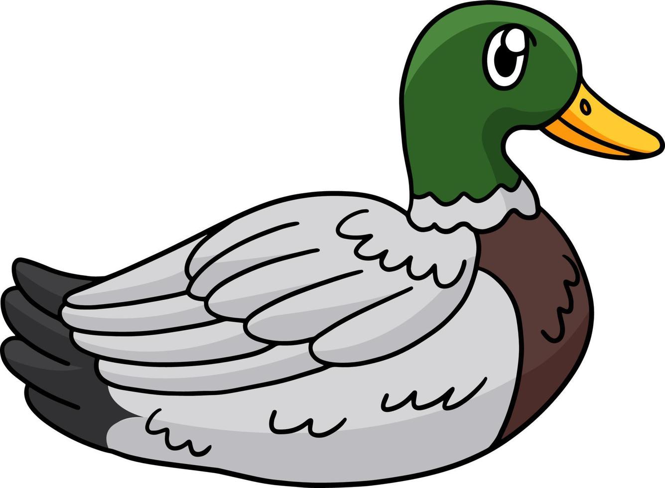 Duck Animal Cartoon Colored Clipart Illustration vector