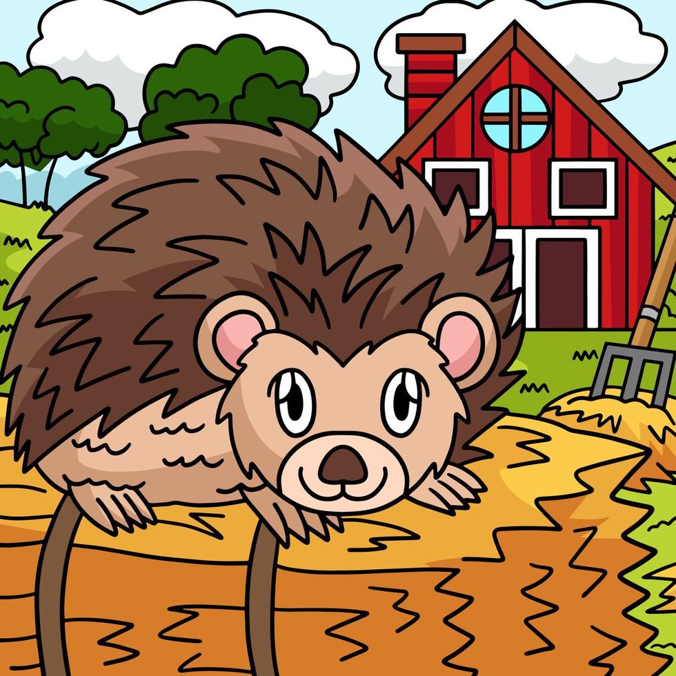 Hedgehog Animal Colored Cartoon Illustration vector