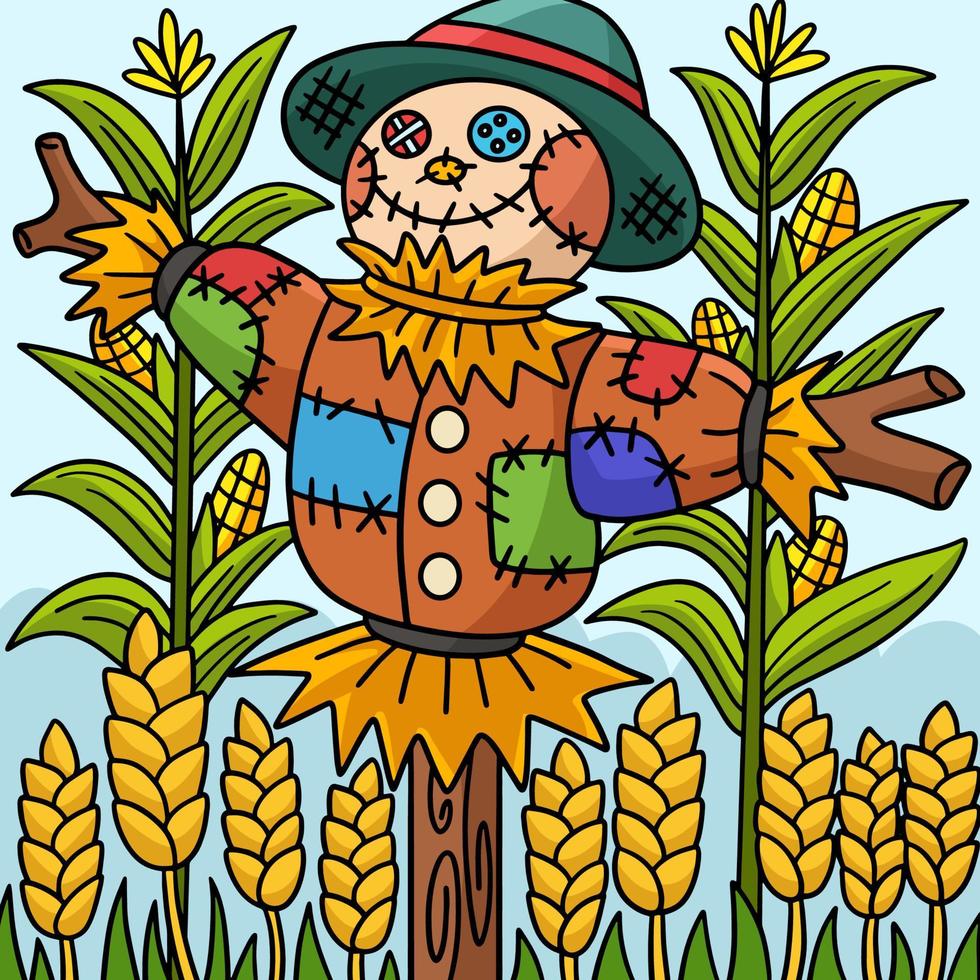 Scarecrow Stock Colored Cartoon Illustration vector