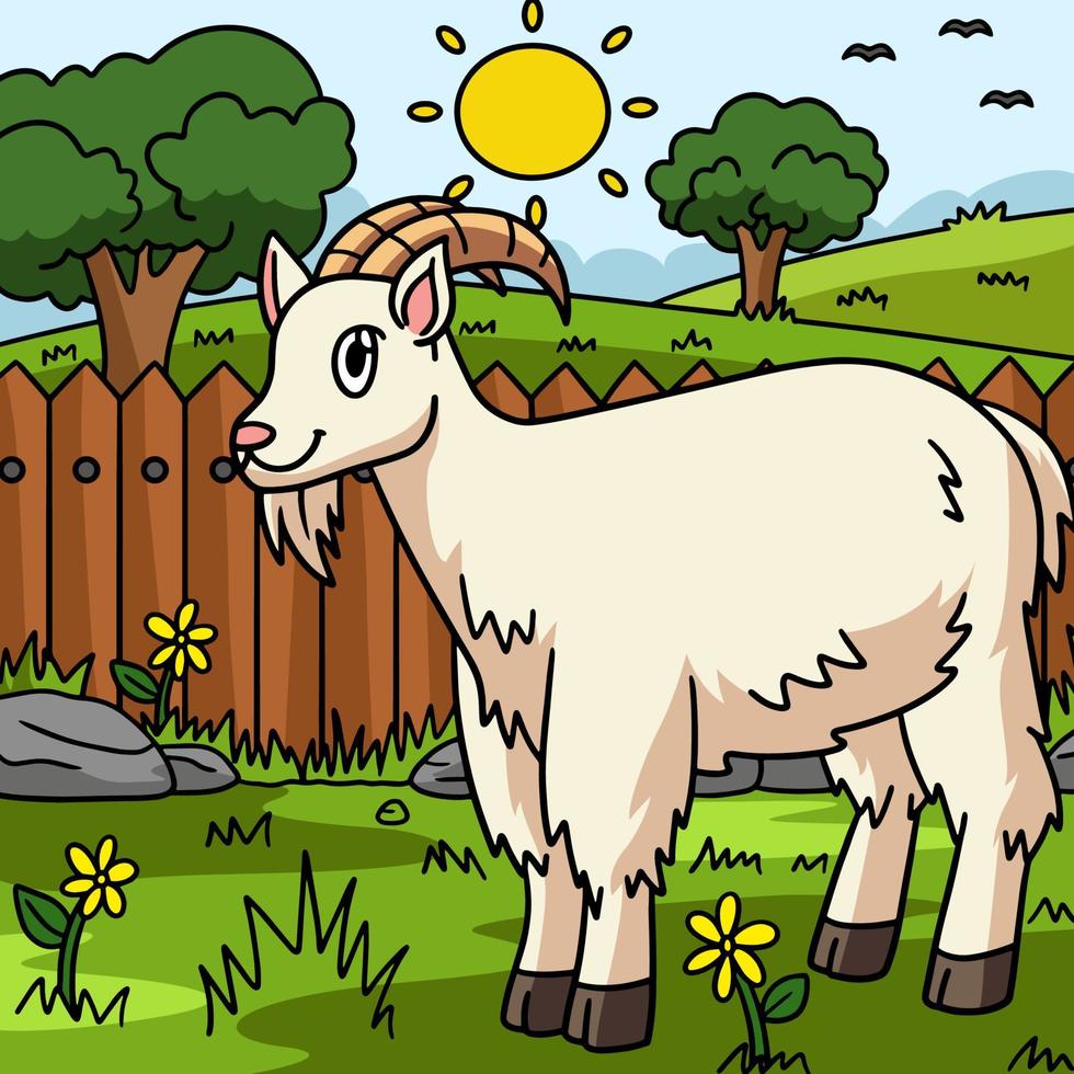 Goat Animal Colored Cartoon Illustration vector