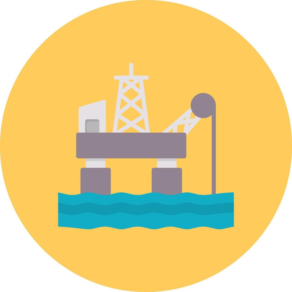 Oil Platform Flat Circle Multicolor vector