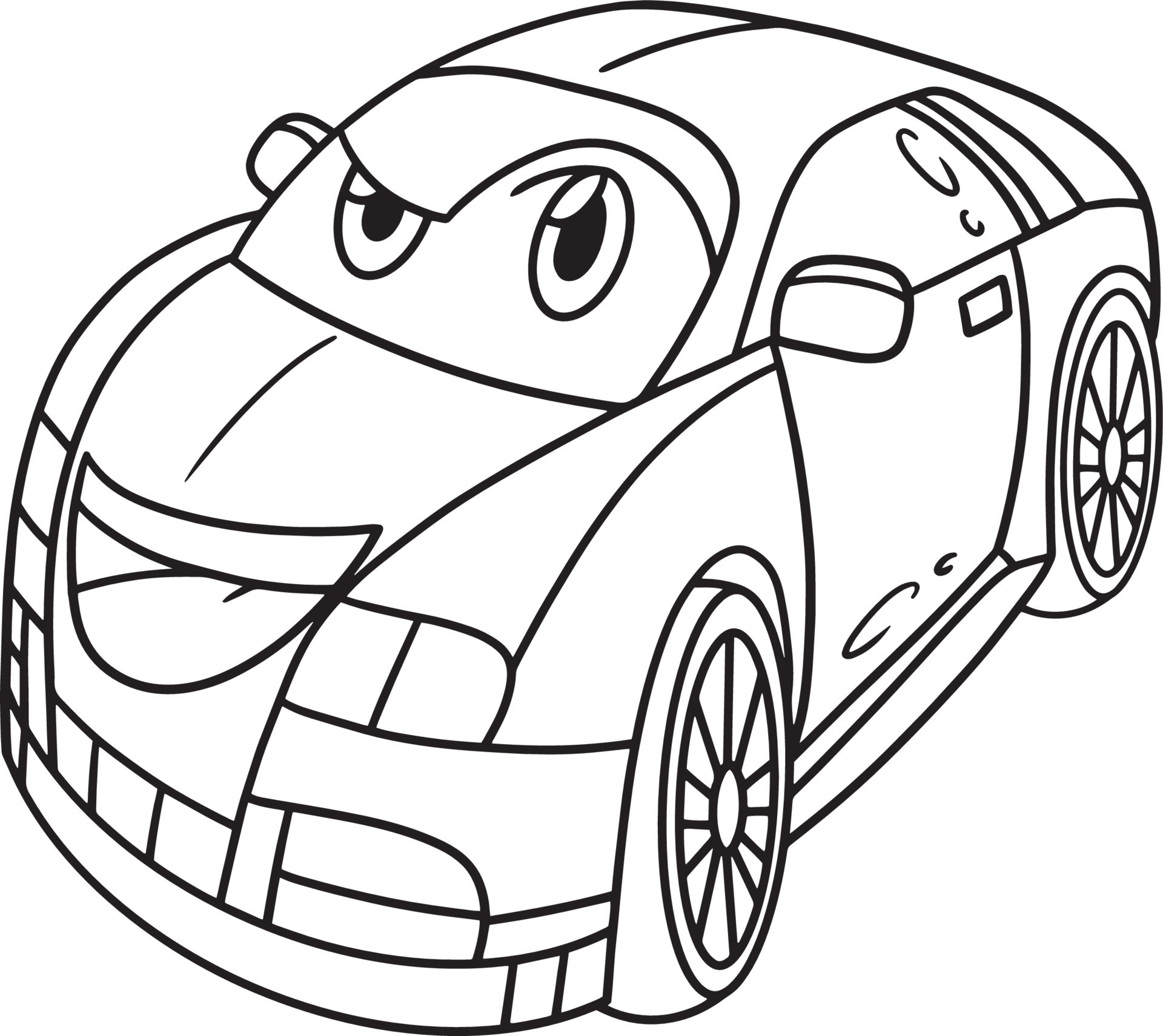 Matchbox Car Coloring Pages - Normal Car With Face Vehicle Coloring Page Free Vector 