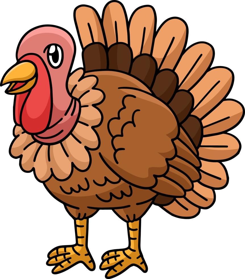 Turkey Animal Cartoon Colored Clipart Illustration vector