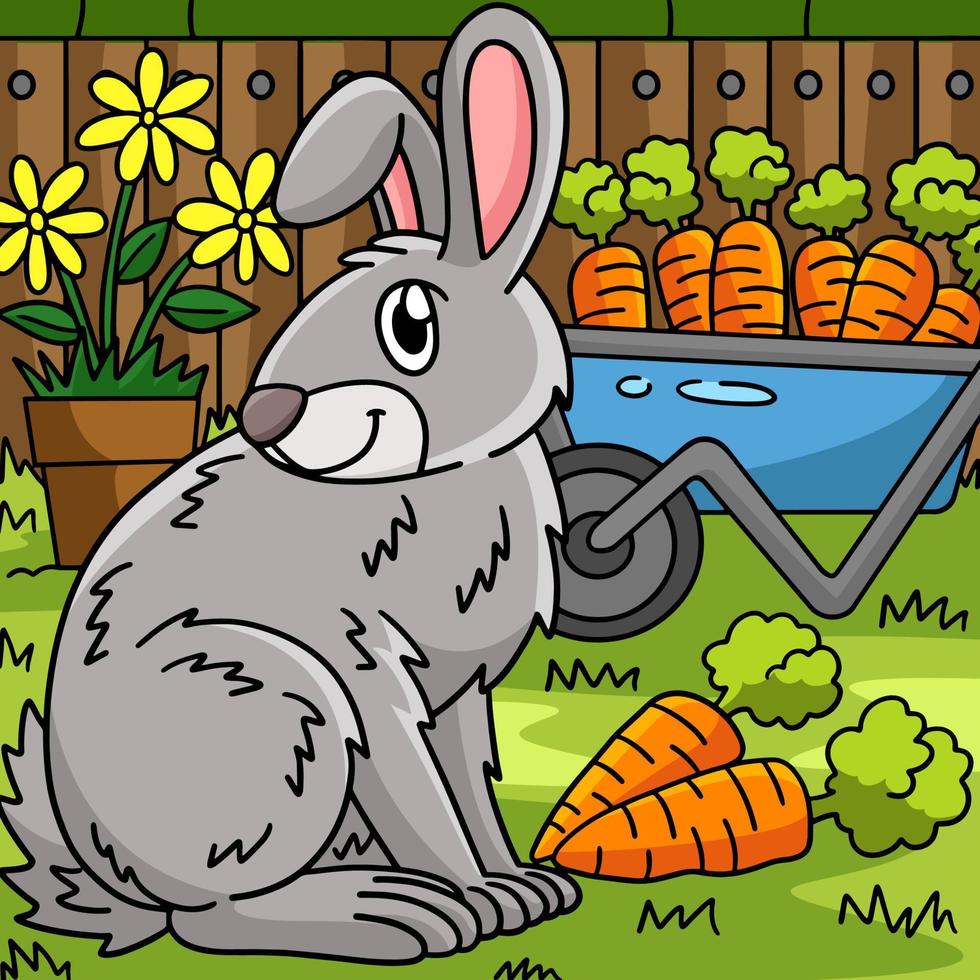 Rabbit Animal Colored Cartoon Illustration vector