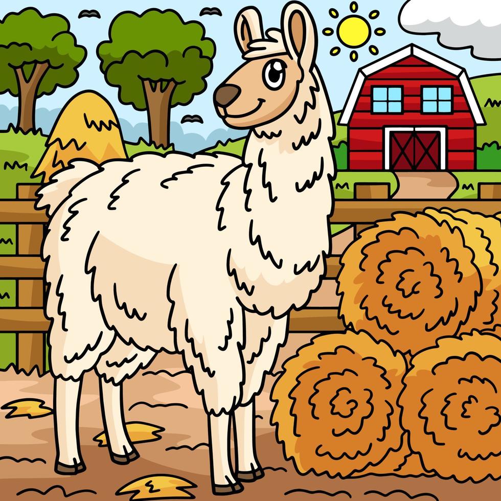 ilustración de dibujos animados de color animal llama vector