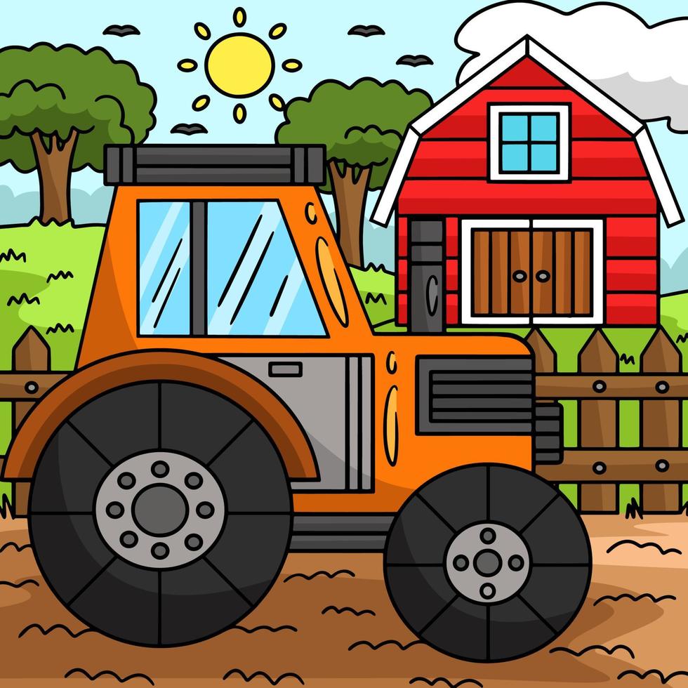 Tractor Vehicle Colored Cartoon Illustration vector