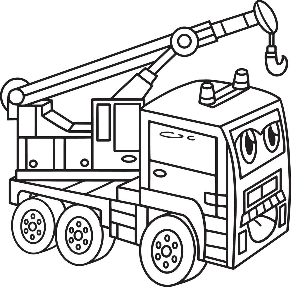 Crane with Face Vehicle Coloring Page for Kids vector