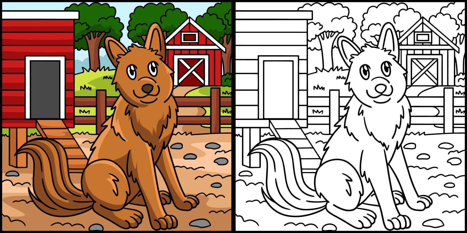 Dog Coloring Page Colored Illustration vector