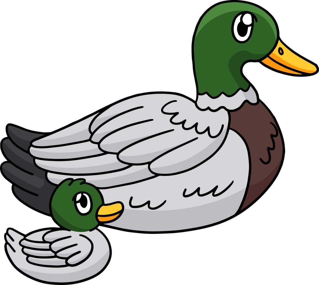 Duck Animal Cartoon Colored Clipart Illustration vector