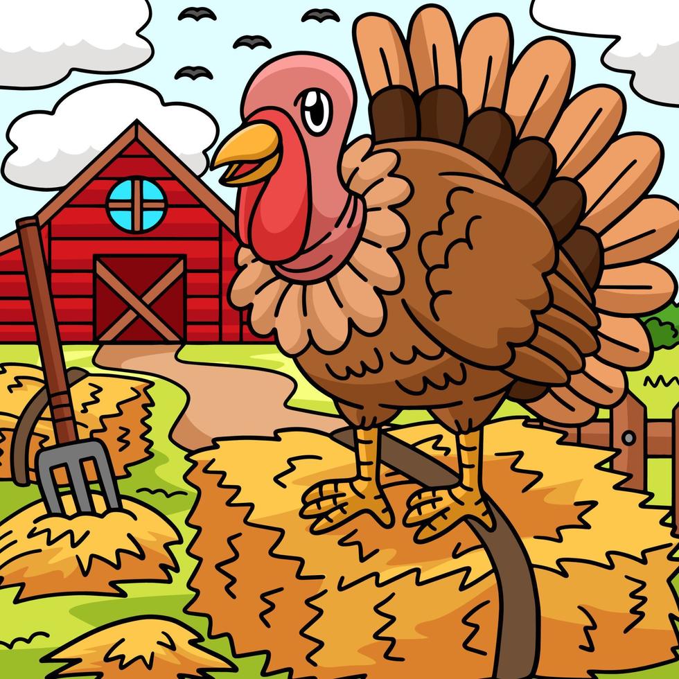 Turkey Animal Colored Cartoon Illustration vector