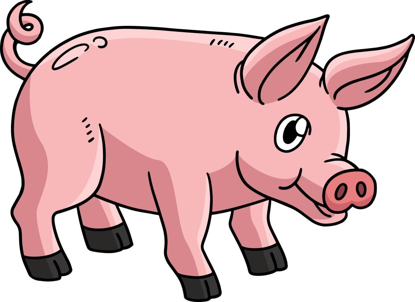 Pig Animal Cartoon Colored Clipart Illustration vector