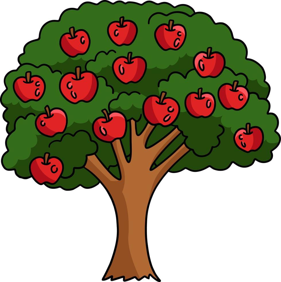 Apple Tree Cartoon Colored Clipart Illustration 10002756 Vector Art at